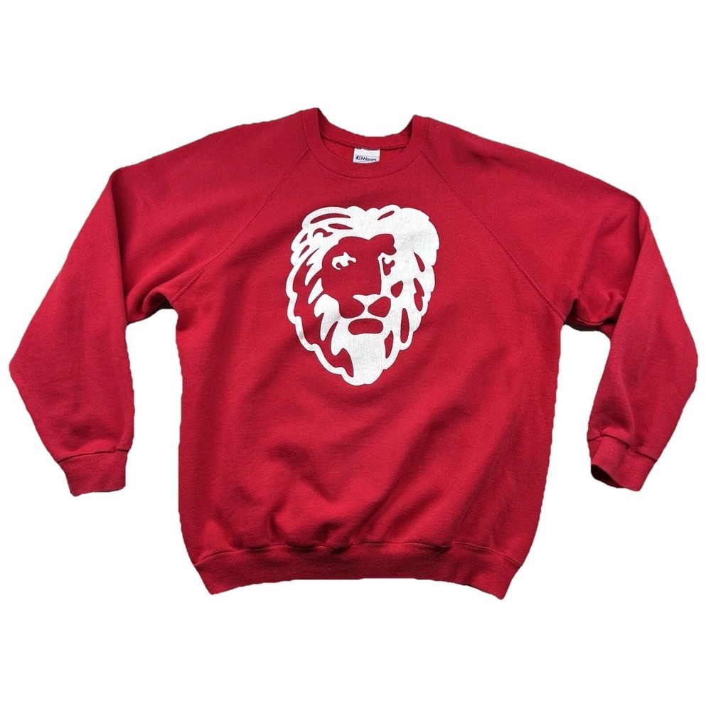 Vintage Hanes Lion Sweatshirt Mens XL Rasta Zion Animal Nature Stencil 1990s Vtg